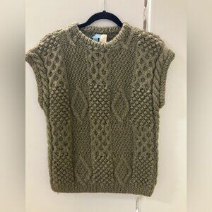 Album Kenzie Italy Vintage Taupe Multi Knit Wool Sleeveless Sweater Vest Sz S
